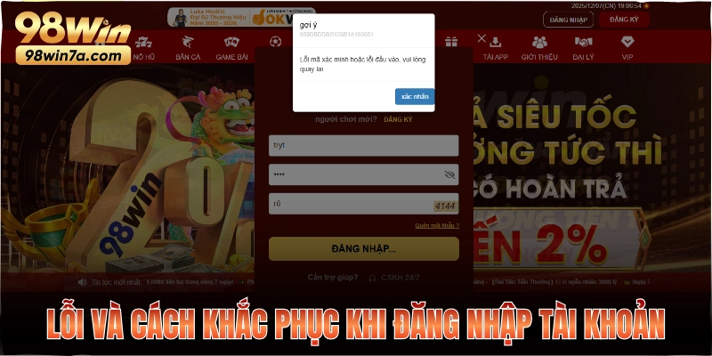 Lỗi cơ bản và cách khắc phục khi đăng nhập tài khoản